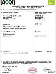 Bio Certificate Vision Food