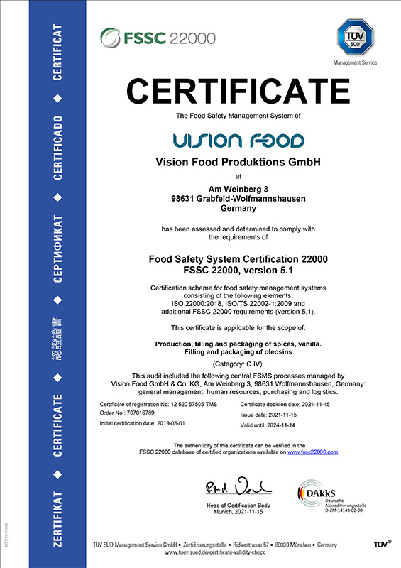 Bio Certificate Vision Food