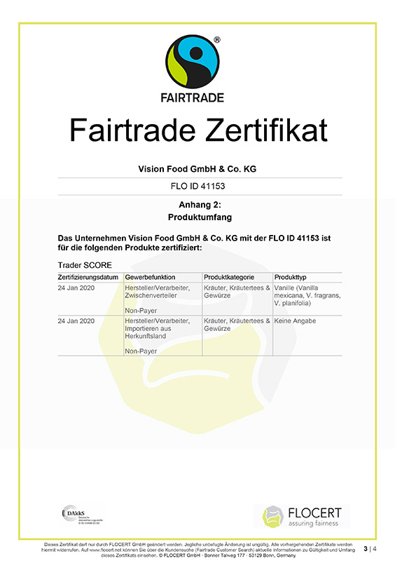 Fairtrade Zertifikat Vision Food