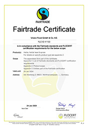 Fairtrade certificate Vision Food