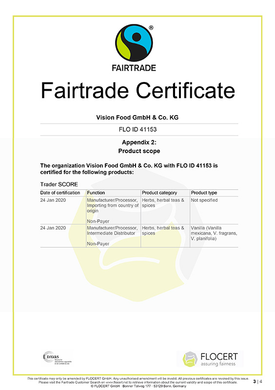 Fairtrade Certificate Vision Food