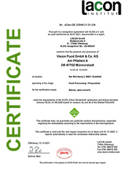 VLOG Certificate Vision Food