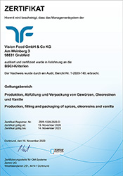 BSCI Zertifikat Vision Food